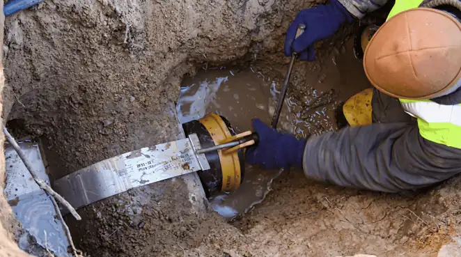 Technician performing underground drainage repair for foundation protection and gutter systems in Arvada, CO